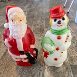 Empire Vintage blow molds Santa and Snowman Duo late 1960s